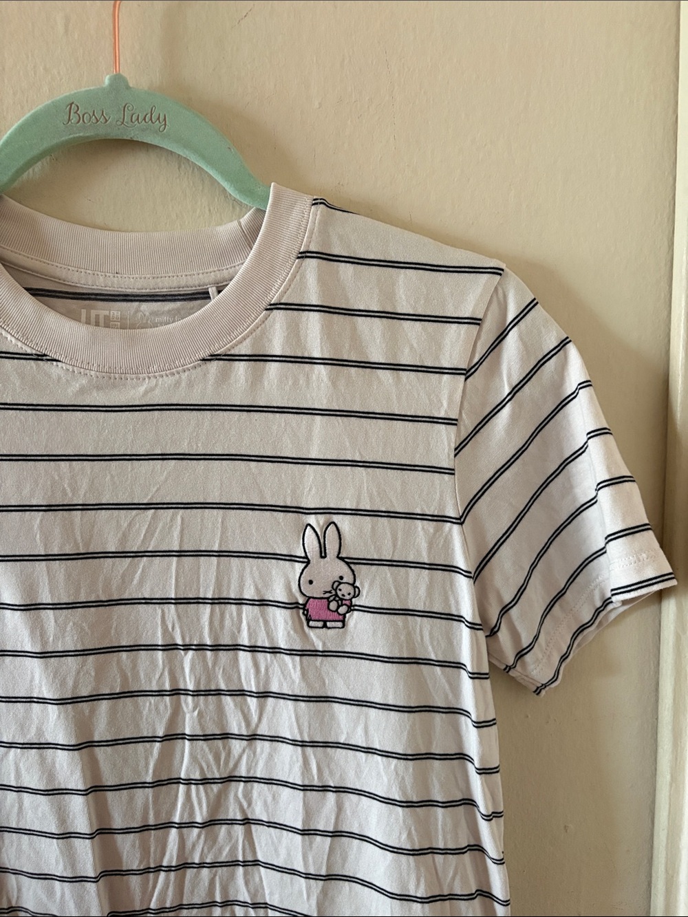 Uniqlo x Miffy in Bloom Black and White Stripe T-shirt with Miffy Patch